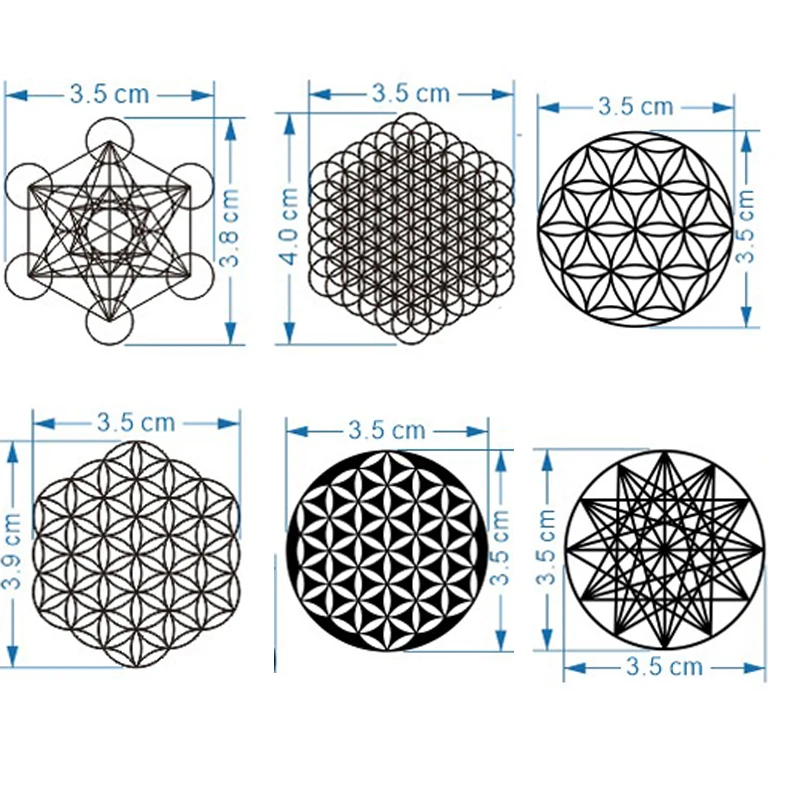 Flower of Life Metal Patch para Phone Case, Adesivo traseiro, Modelo de pirâmide, Decoração