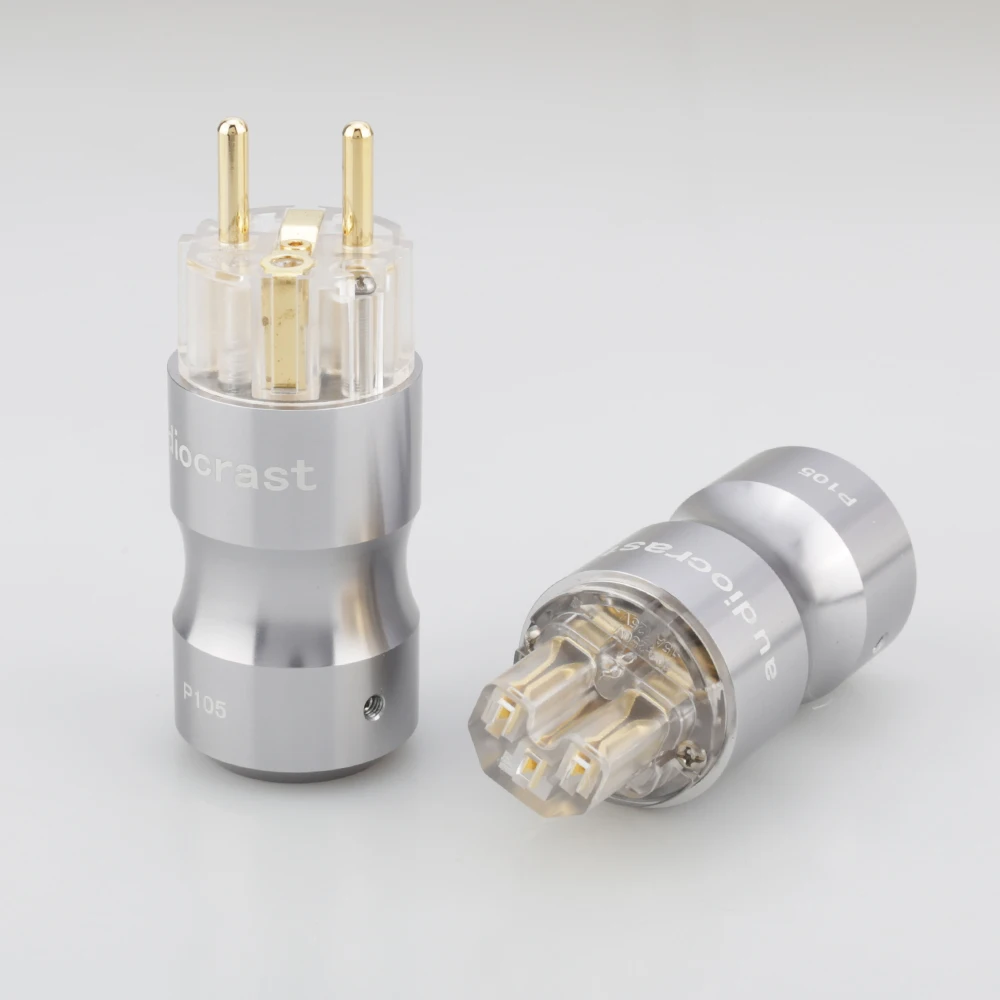 Audiocrast P105 Hifi الصوت 24K مطلية بالذهب شفاف الاتحاد الأوروبي Schuko قابس طاقة الصوت قابس طاقة HIFI مأخذ التيار الكهربائي