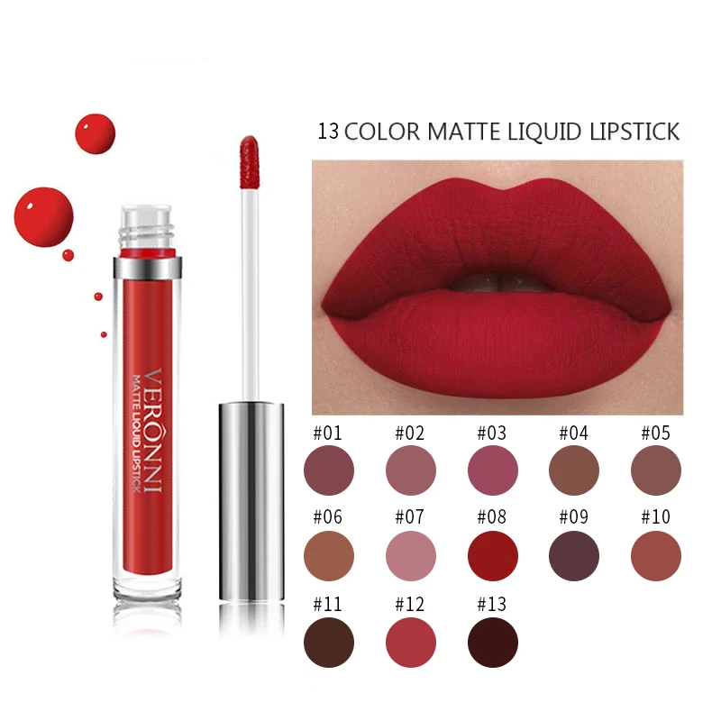 NEW Arrival 13 Colors Matte Velvet Lip Glaze Waterproof Lasting Not EasyTo Fade Lip Gloss Nude Liquid Lipstick Makeup Cosmetic