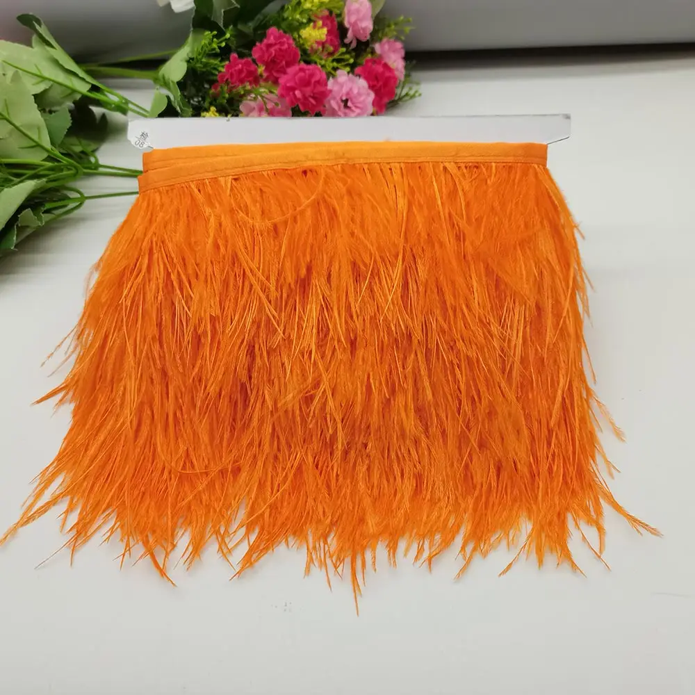 New 10Yards Natural Ostrich Feather Ribbon, 3-4inch Wide Feather Trim Fringe DIY Costumes Sewing Clothing Accessories