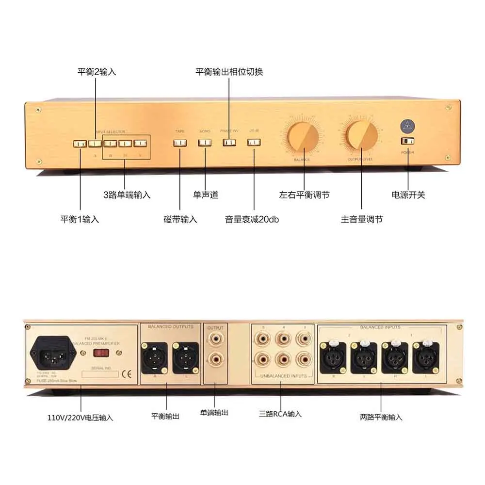 

HI-END Base on FM255 audiophile fully balanced preamplifier With single-ended and XLR input and output