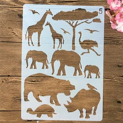 Plantillas de capas de animales africanos, plantilla decorativa de 29cm, A4, jirafa, avestruz, álbum de recortes para colorear y grabar en relieve