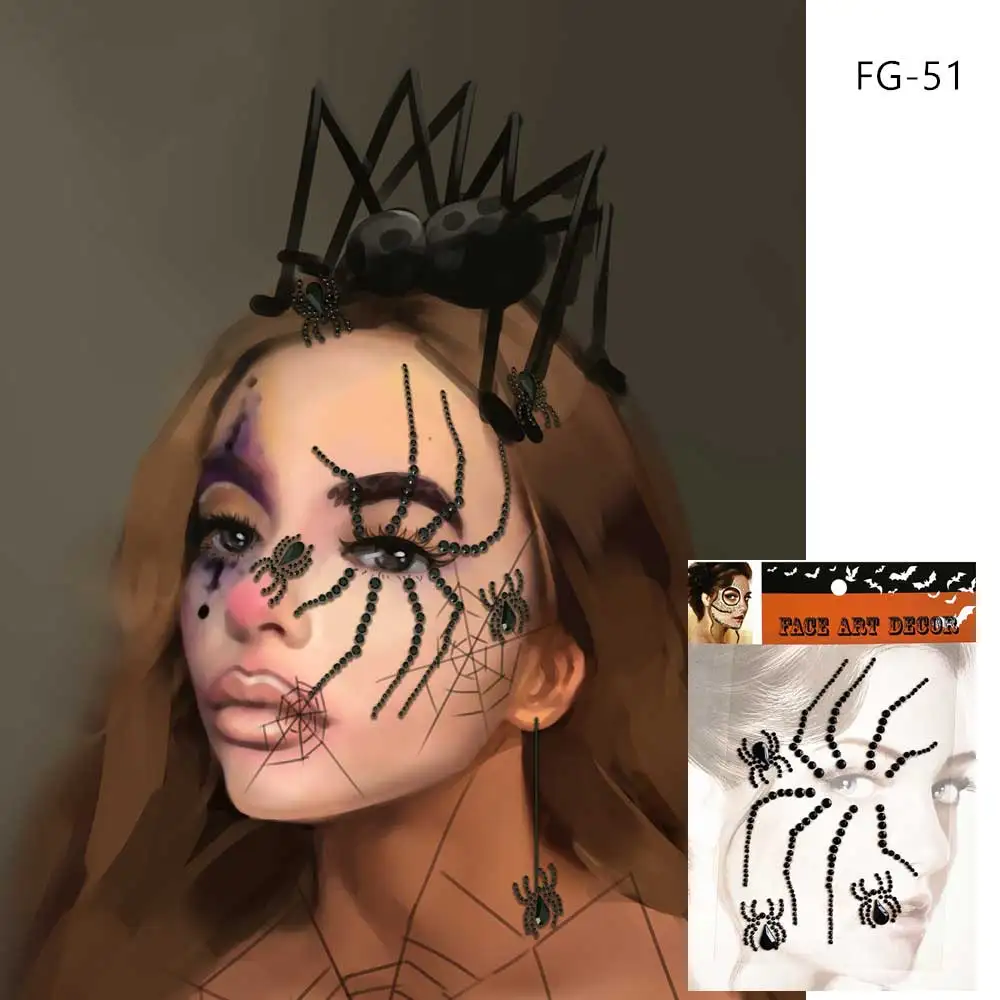 Black Spider And Snake Designs Half Face Make Up Decor Great For Your Halloween And Party