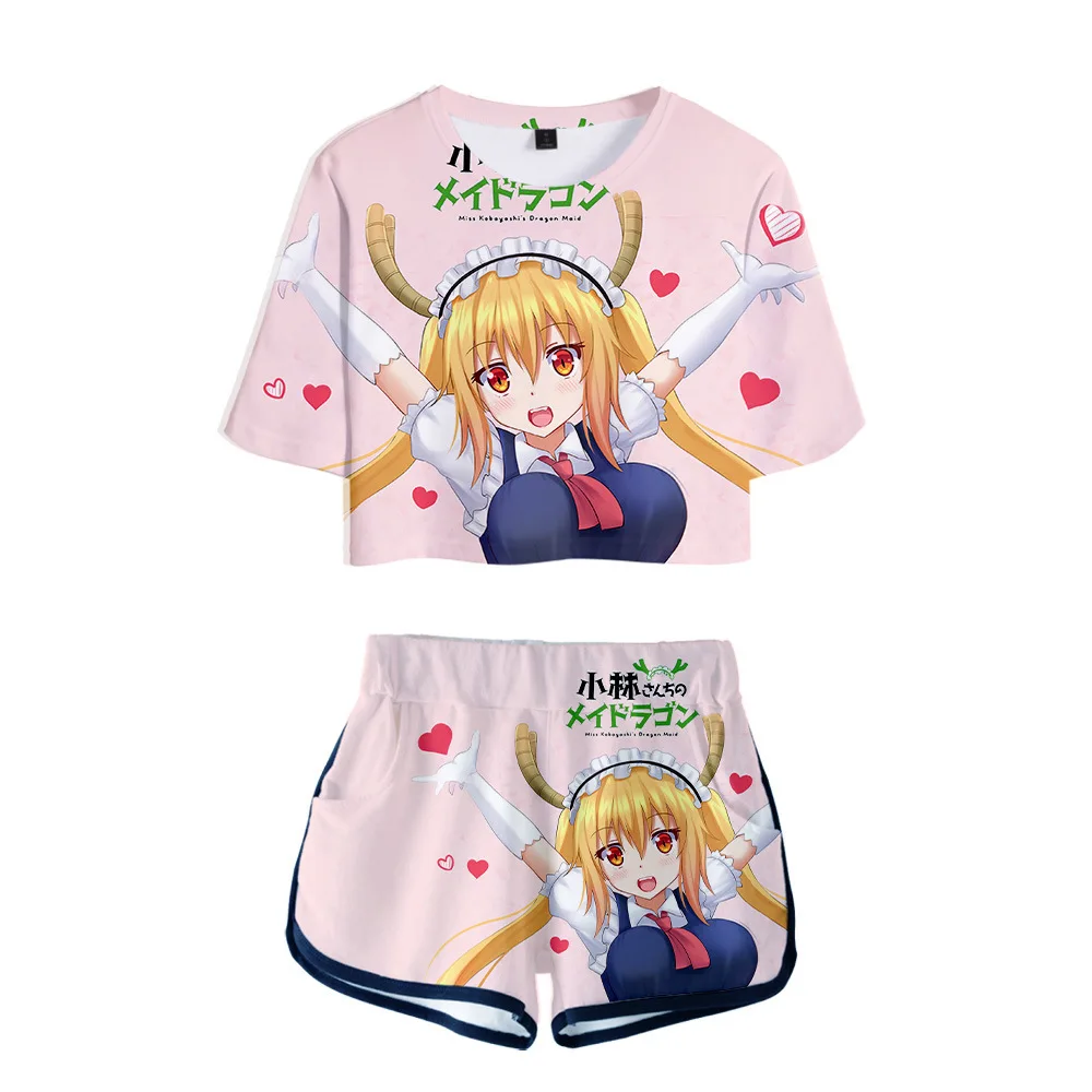 

Anime Miss Kobayashi's Dragon Maid 3D Print Tracksuit Women Two Piece Set Top and Shorts Outfits Kanna Kamui Cosplay Costume