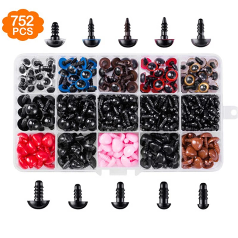 752PCS screw combination Black Plastic Crafts Safety Eyes for Bear Soft Toy Animal Doll Amigurumi DIY Accessories For Toy Gift