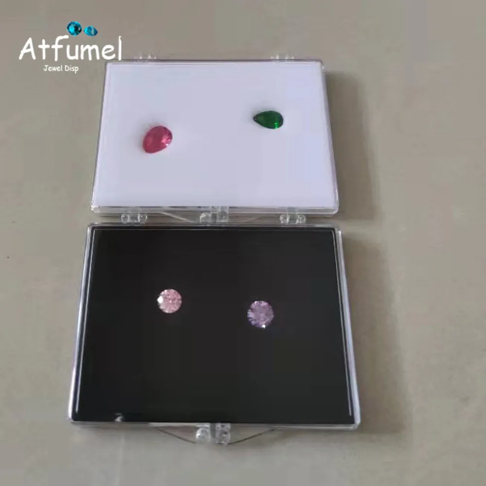 Gems Jewelry Display Box Diamond Organizer Gemstone Teaching Specimen Packaging Box Clear Earrings Stone Gems Storage Boxes