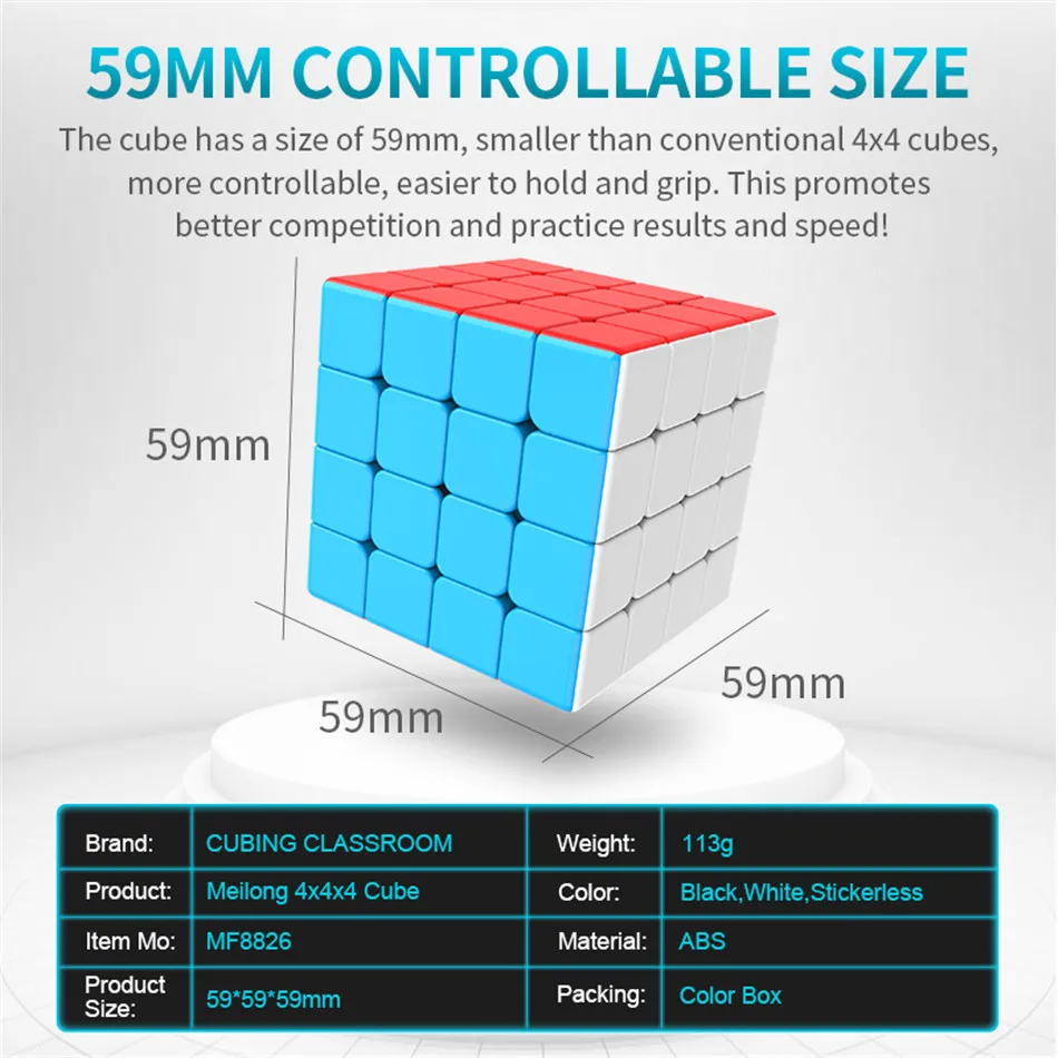MoYu Meilong 4x4x4 Magic Speed Cube Stickerless/Schwarz Sticker 4x4 Professionelle Puzzle Cubes Lernspielzeug für Kinder – Detail 3