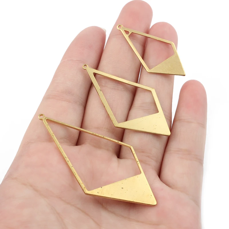 10pcs Raw Brass Geometric Frame Hanging Earrings Charms Pendant For Handmade Crafts Jewelry Supplies 46*23mm