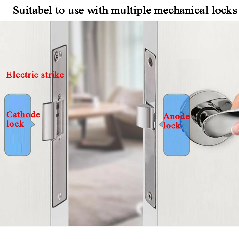 12V NO NC Electric strike Fail secure Fail safe Mechanical lock tongue Electric Door lock Access control