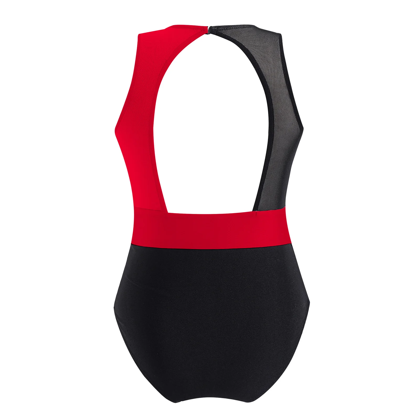 Kids Girls Applique Bodysuit Sleeveless Mesh Patchwork Ballet Dance Gymnastic Figure Skating Jumpsuit Ballerina Training Wear