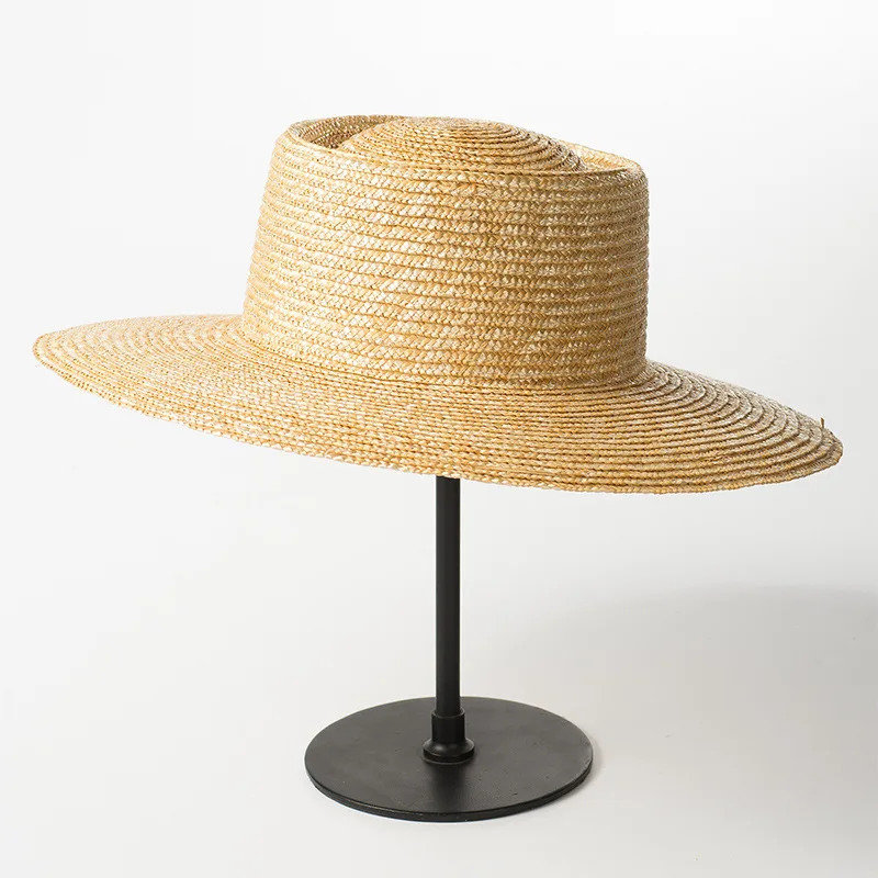 Fashion Retro Beach Sun Protection Hat For Women Hand Made Wheat Stalk Ring Straw Hat Natural Panama Derby Hat Chapeu Feminino