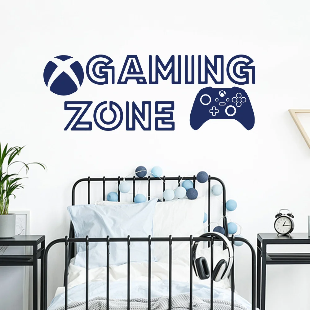 Large Gaming Zone for Xbox Game Controller Wall Decal Playroom Bedroom Ps Game Wall Sticker Kids Room Vinyl Home Decor