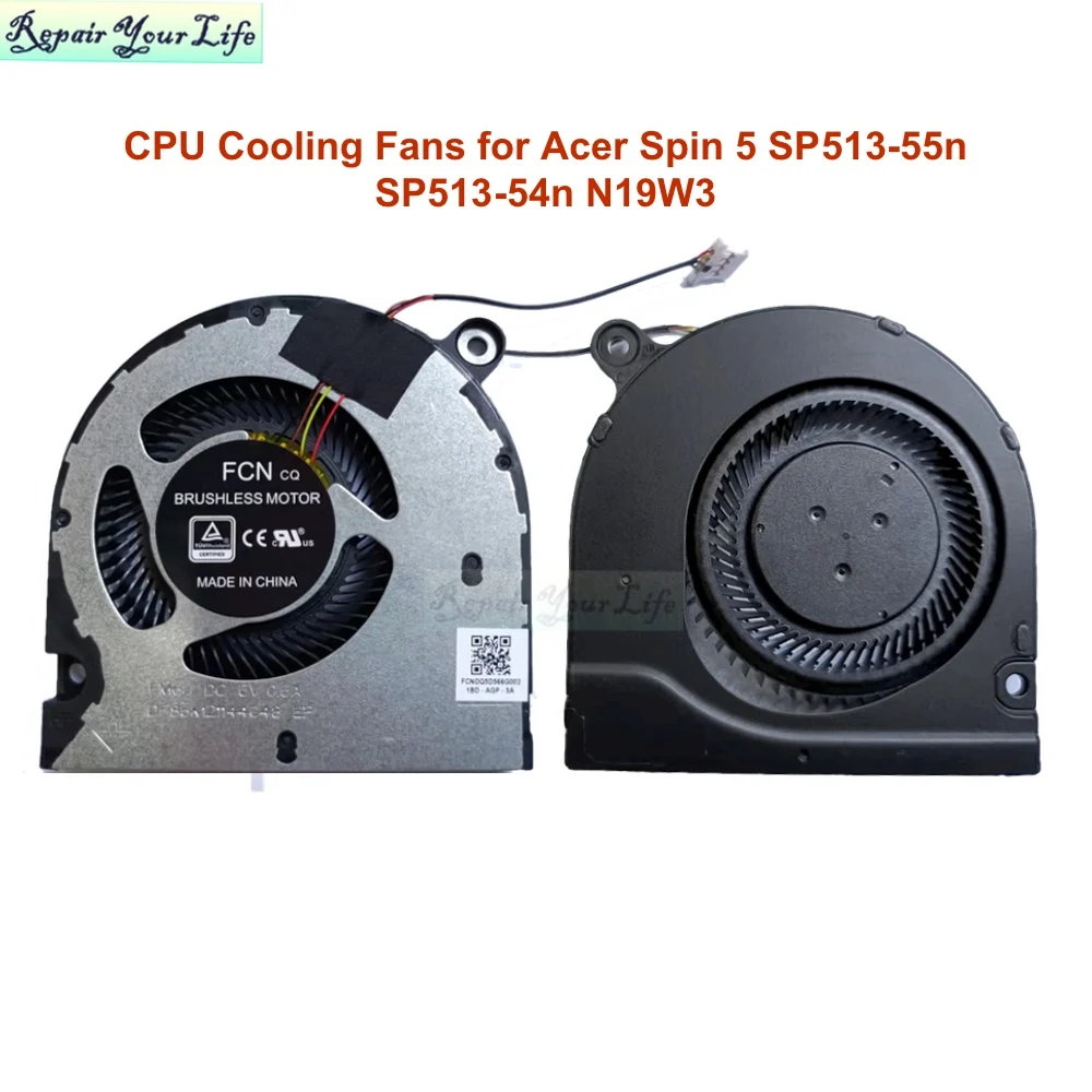 

Laptop CPU Cooling Fans for Acer Spin 5 SP513-55n SP513-54n N19W3 Computer Notebook PC Fan Radiator Cooler FCNDQ5D566G002 DC5V