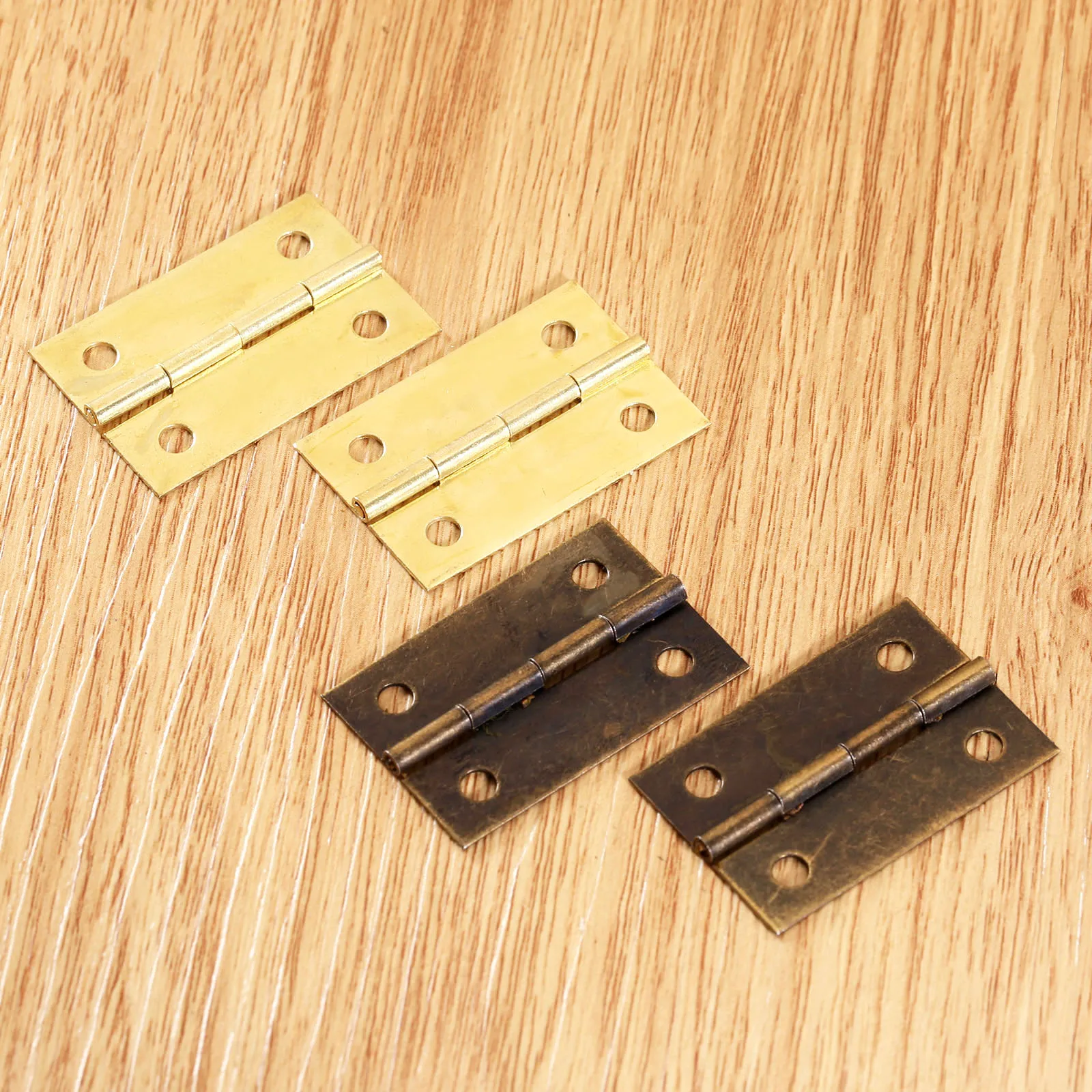 4pcs Hinges 34*32mm Iron Gold/Antique Bronze 4 holes Iron Decorative screw Vintage Wooden Jewelry Box Cabinet Furniture Fittings