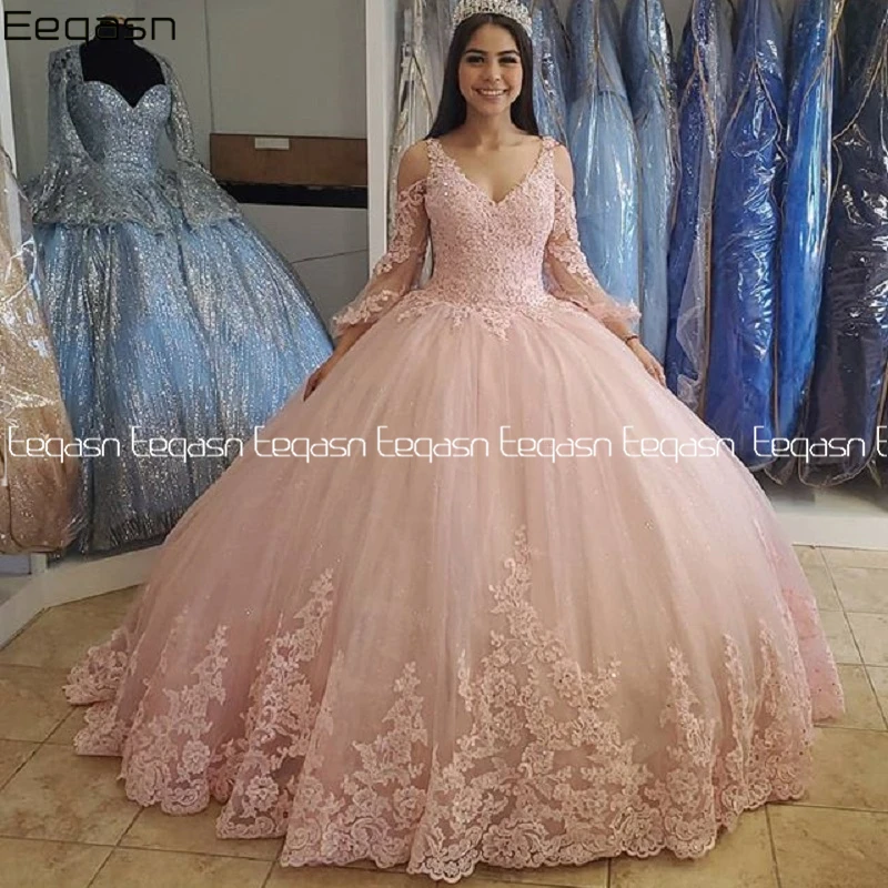 Customized Lace Quinceanera Dresses Ball Gown Lace Up Sweet 16 Dress For 15 Years Formal Prom Party Pageant Gown Custom