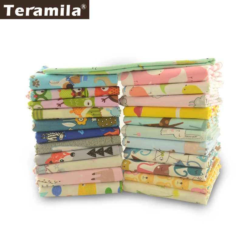 Teramila Telas Por Metro Cartoon Animal Design 100x100cm/PCS 100% Cotton Fabric DIY Patchwork Baby Kid\'s Cloth Craft Tissu Dress