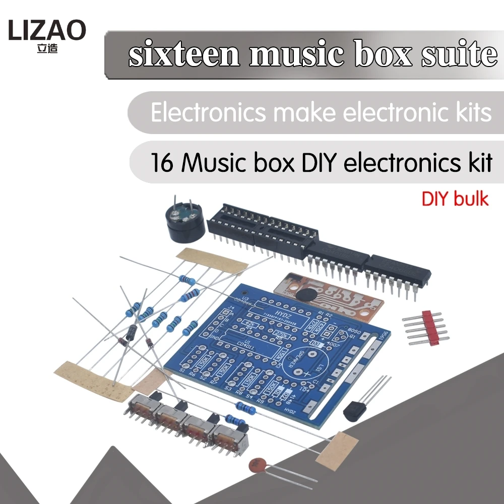 16 Music Sound Box BOX-16 Board 16-Tone Electronic Module DIY Kit Parts Components Soldering Practice Learning Kits for Arduino