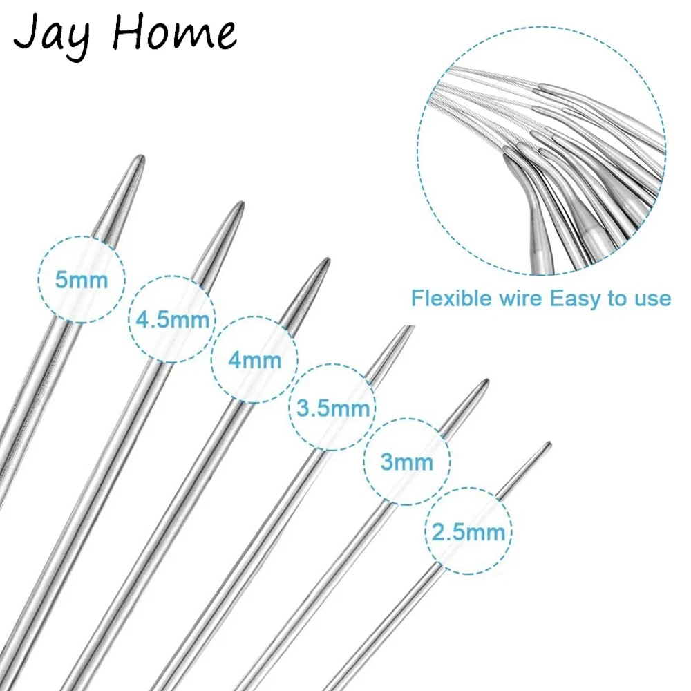 26PCS Circular Knitting Needle Sets Straight Double Pointed Stainless Steel Sweater Needle & Knitting Stitch Marker for Knitting