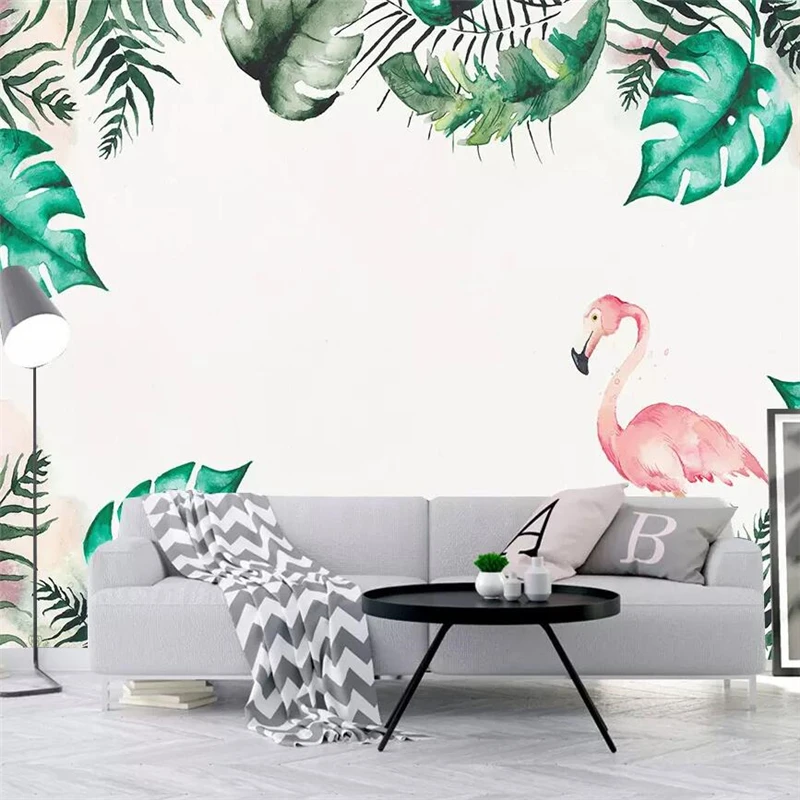 

wellyu Customized large-scale mural 3d wallpaper wallpaper Nordic Southeast Asia wind flamingo living room background wallpaper