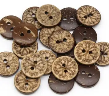 30pcs/lot Size:20mm Round Natural Coconut 2 holes Buttons Unique Design Wooden Button Accssories sewing button (ss-905)