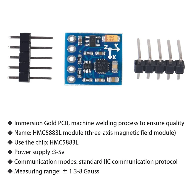 5PCS GY-271 QMC5883L Triple Axis Compass Magnetometer Sensor Module Electronic Compass Module for Arduino and Raspberry Pi