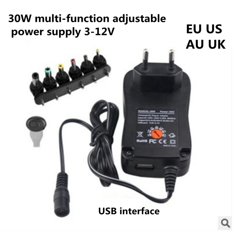 3V 4.5V 5V 6V 7.5V 9V 12V 2A 2.5A AC DC Adaptor Adjustable Power Supply Adapter Universal Charger for led light strip lamp CCTV