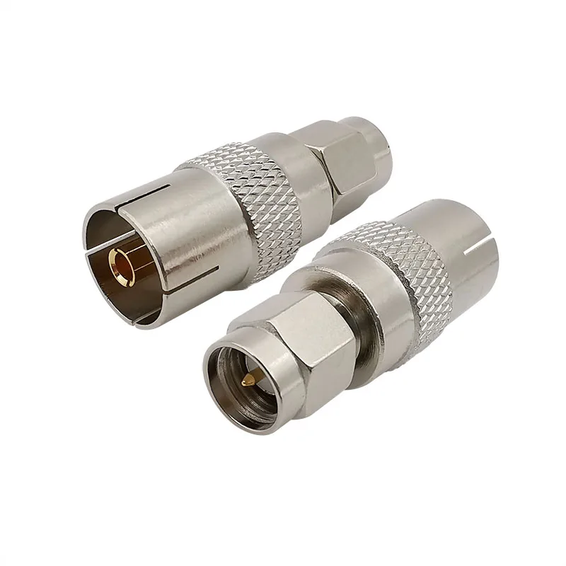 1Pcs SMA Male to IEC TV Female Jack Adapter Straight SMA Plug to TV Socket RF Coaxial Cable Connector Nickel Plating