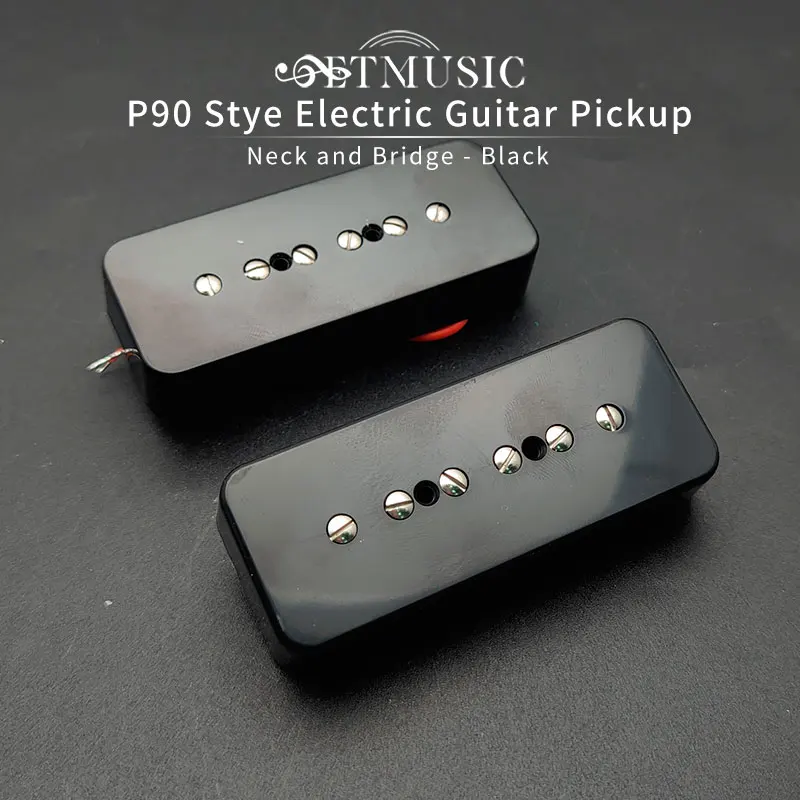 

Set of Soapbar P90 P 90 Pickup Guitar Neck & Bridge Pickups Black Guitar Parts and Accessories