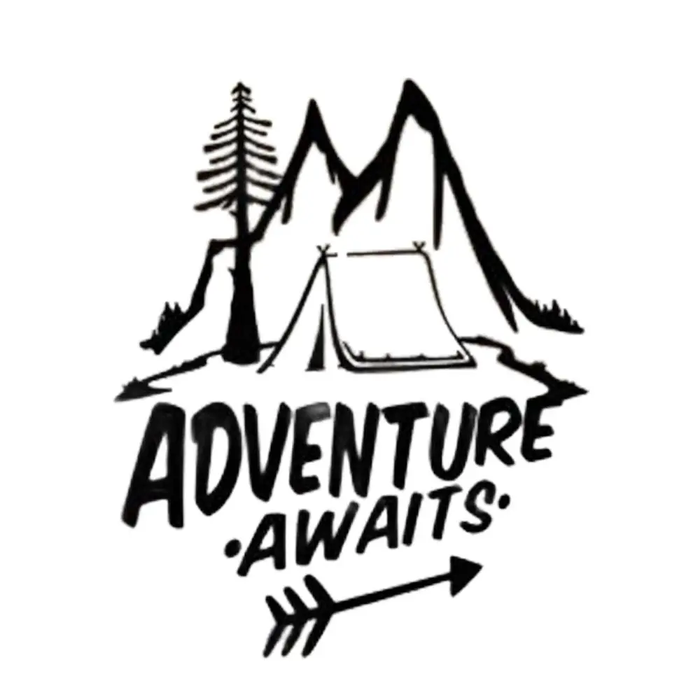 Adventure Awaits Vinyl Pine Travel Mountain Notebook Pc Bumper Sticker Accessories Tent Mount Below