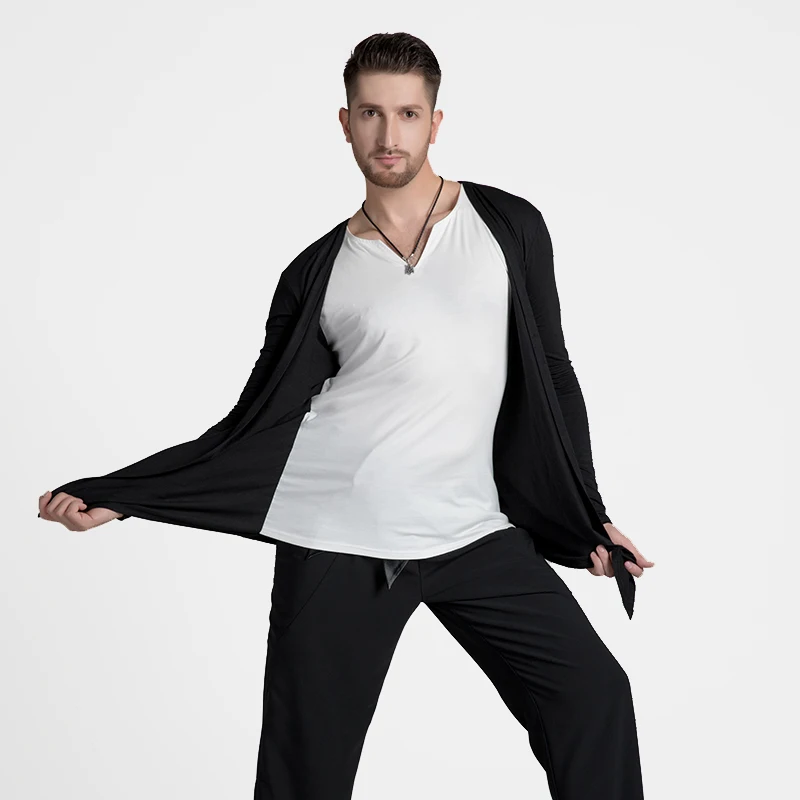 

Men's Latin Dance Tops Training Clothes Fake Two Pieces Personalized Elastic Tops V-Neck Leisure Modern Dance Clothing BI423