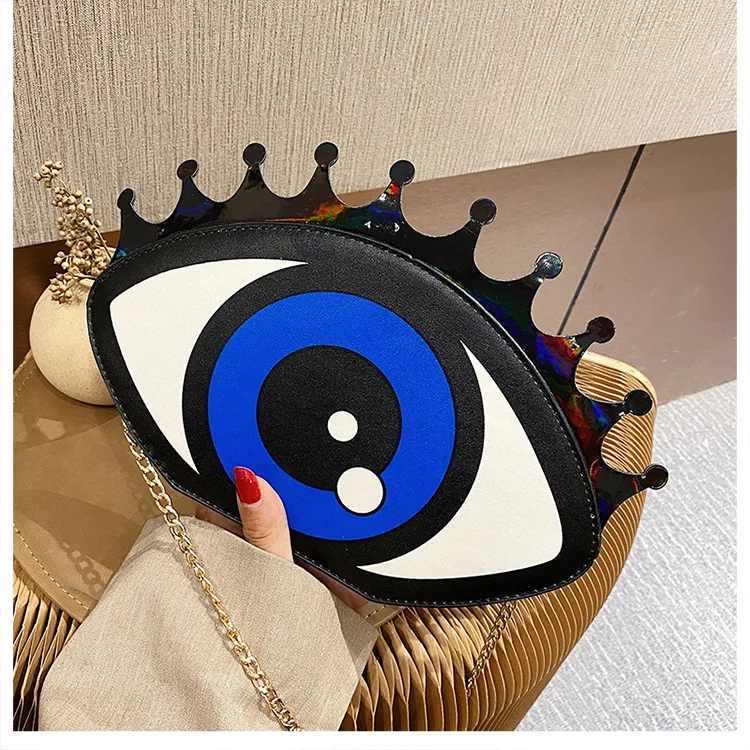 Novelty Evening Chain Purse Odd Shoulder Handbag for Women Cute Eyes Shape Shoulder Bag