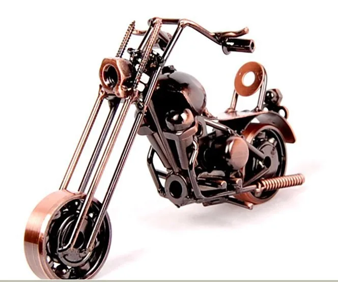 Poszycie metalowy do silnika rower figurka Retro Model motocykla dekoracja Handmade żelazo motocykl Prop Vintage Home Decor zabawka dla dzieci