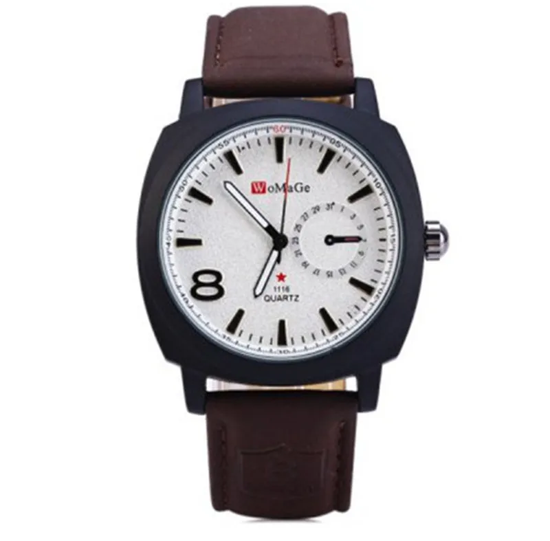 

Womage Men Sports Watches Mens Watches Military Men Watch Leather Quartz Watch horloges mannen reloj hombre relogio masculino