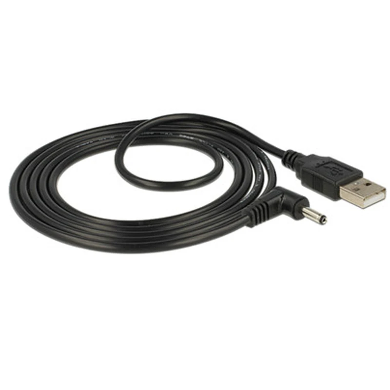 Câble d\'alimentation CC coudé noir 90 USB mâle à mâle, câble de charge, rallonge USB, 5.5x2.5mm, 3.5x1.35mm, 5.5x2.1mm, 0.8m