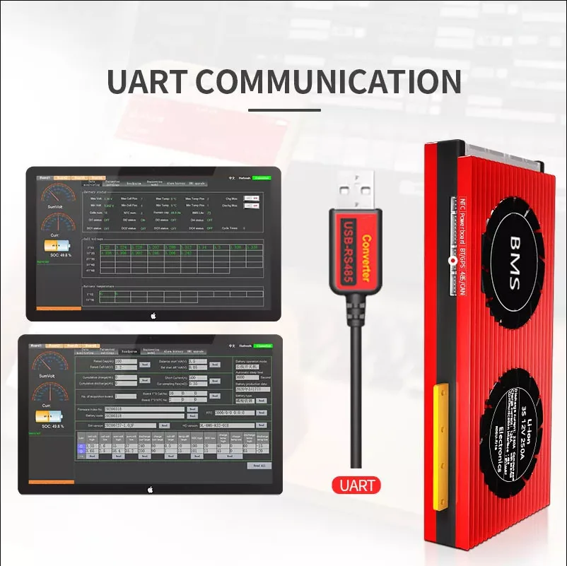 Smart BMS 4s Lifepo4 Bluetooth Lipo 4S~24S 80A~250A USB UART Solar System Storage Batteries Balanceador de Bateria BMS 4s