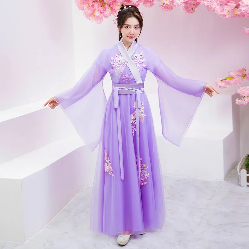 

Chinese Hanfu Dress Women Ancient Traditional Embroidery Purple Princess Cosplay Costume Vintage Fairy Hanfu Dress Outfit SL4995