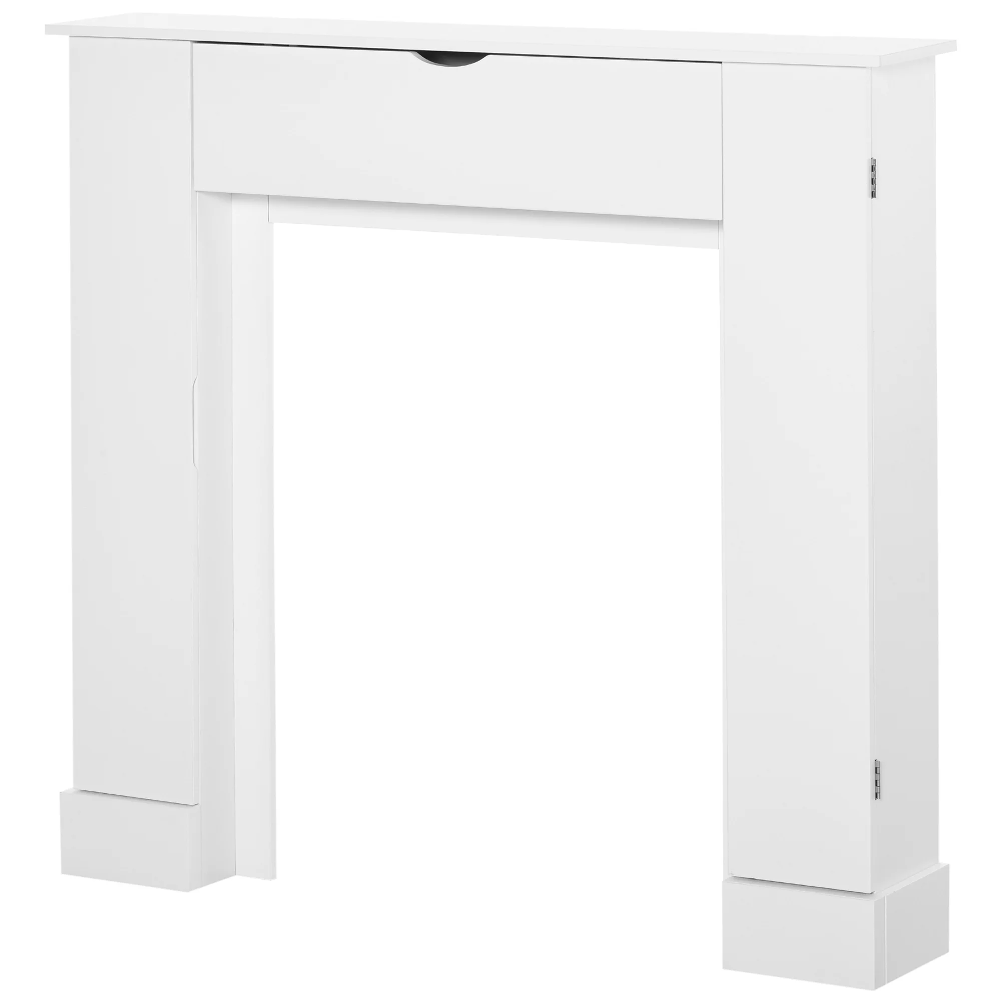 HOMCOM Decorative Fireplace Frame with 3 Doors and Adjustable Interior Shelves Modern Fireplace Structure for Living Room Hall 107x18x100 cm White