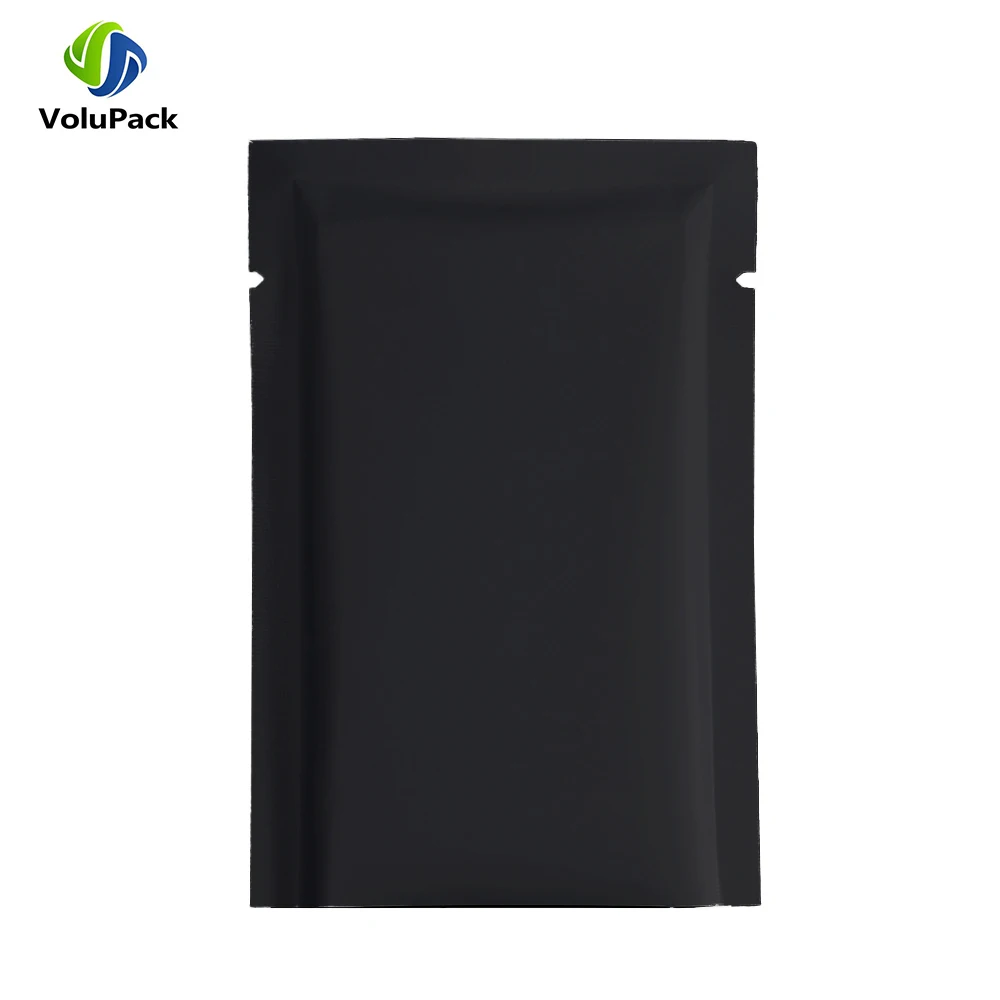 Multi Size Smell Proof Storage Bags Matte Black Open Top Tear Notch Pouches Vacuum Heat Sealing Aluminum Foil Mylar Package Bags