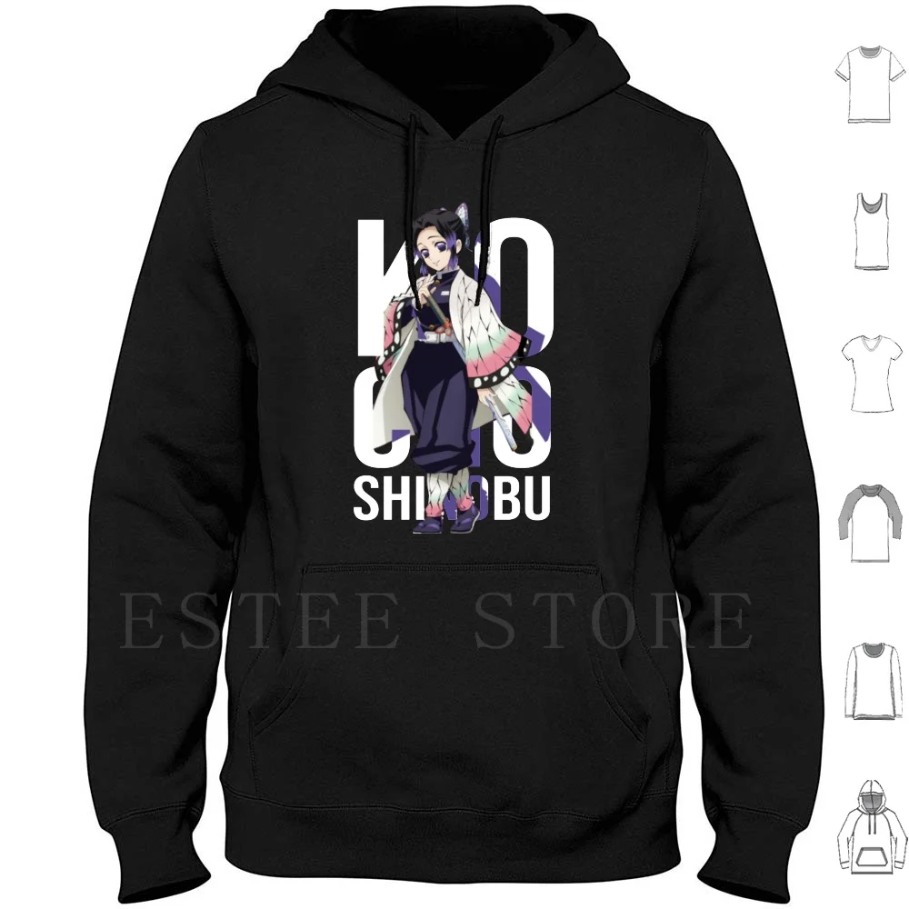 Shinobu Kocho Hoodie Long Sleeve Shinobu Kocho Demon Anime Manga Waifu Kny Kimetsu No Yaiba Demon Anime Demon Kimetsu No