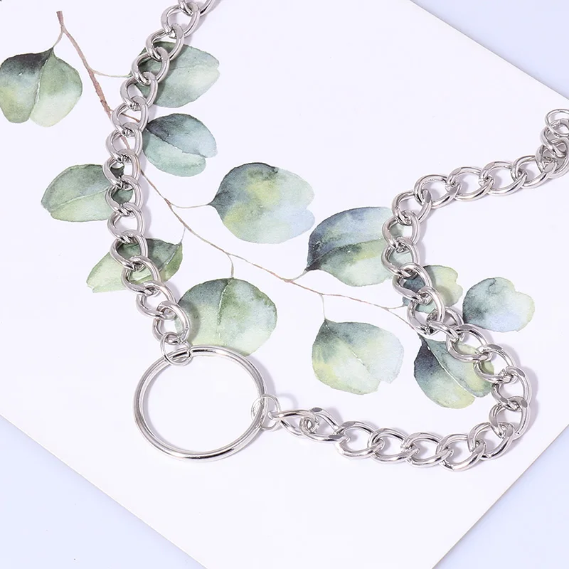 2022 New Necklace For Women Gothic Chain Choker Circle Rock Statement Necklace Circle Decoration Metal Jewelry Vintage Fashion