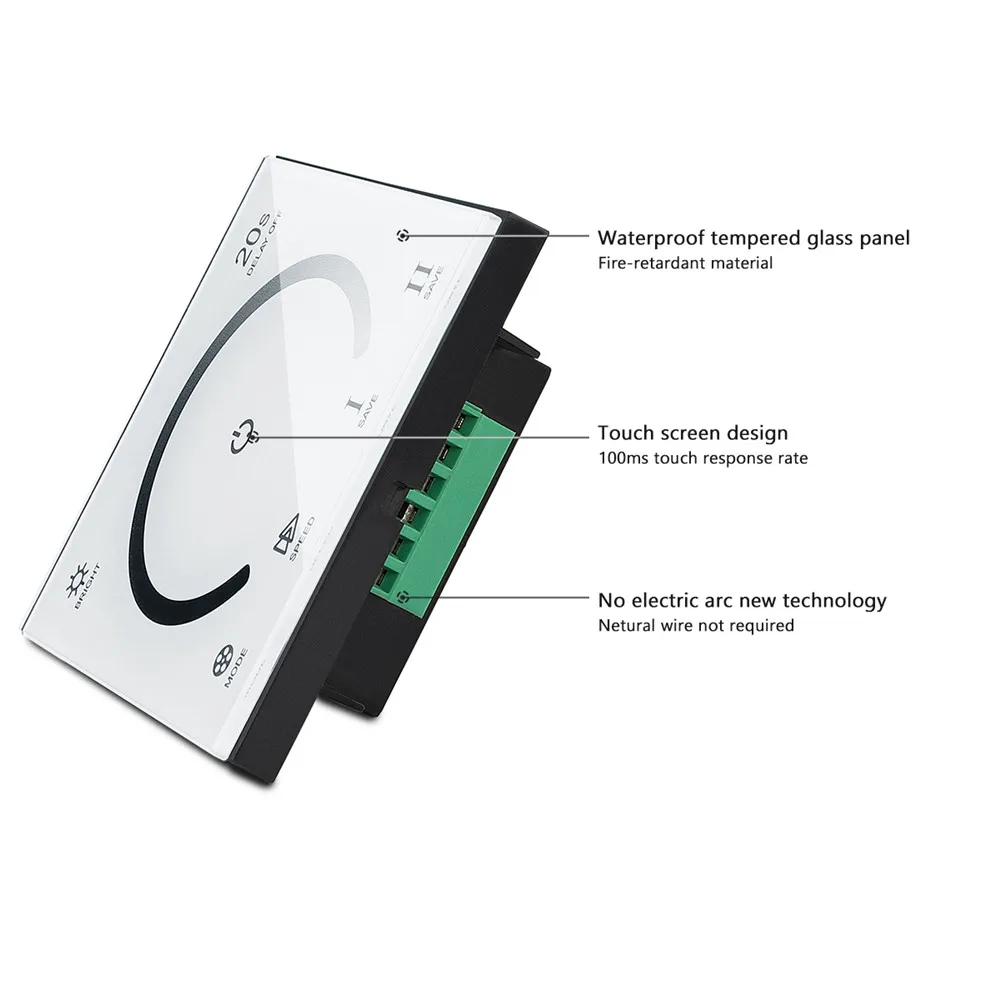 Smart Touch Panel LED Dimmer Controller DC 12V 24V 4Ax3 Channel Timer Wall Switch Controller for Single Color LED Strip Lights