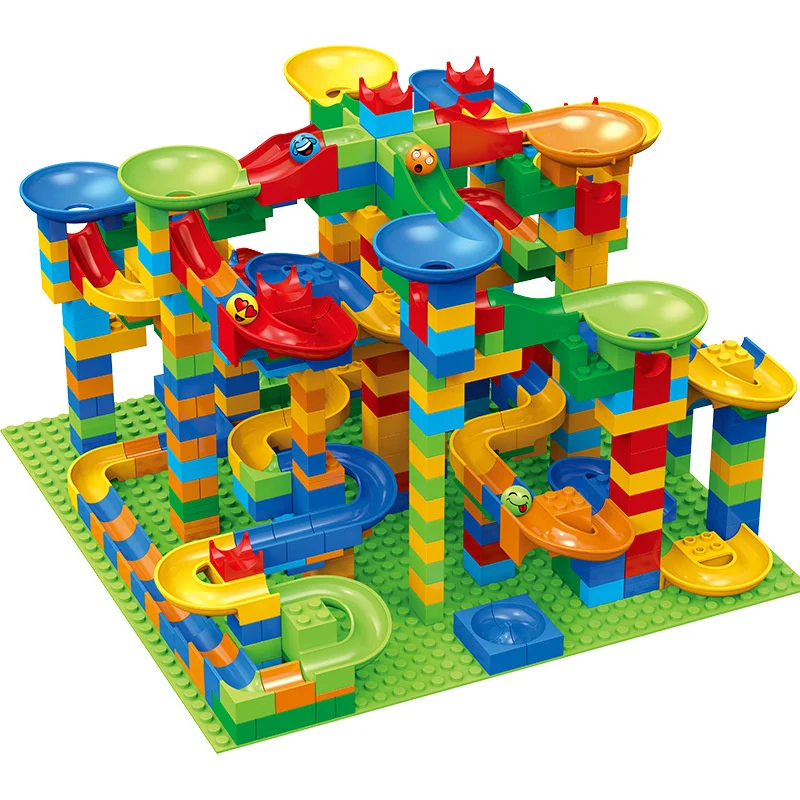 84-504PCS Small Size Marble Race Run Blocks Maze Ball Track Building Blocks Plastic Slide Assemble DIY Bricks Kids Gift