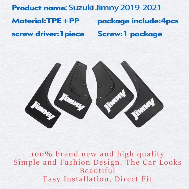 Car Mudflaps FOR Suzuki Jimny 2019-2022 Mudguards Fender Mud Flap Guard Splash Guards Accessories Auto Styline Front Rear 4pcs