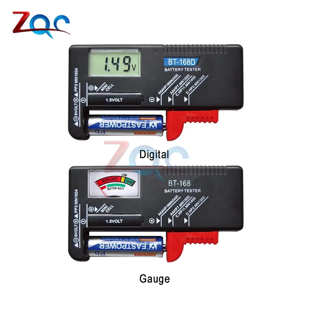 Universal Battery Tester BT-168D Digital / BT-168 Gauge Battery Voltage Detector for 1.5V AA / AAA / C / D / Button Cell 9V PP3