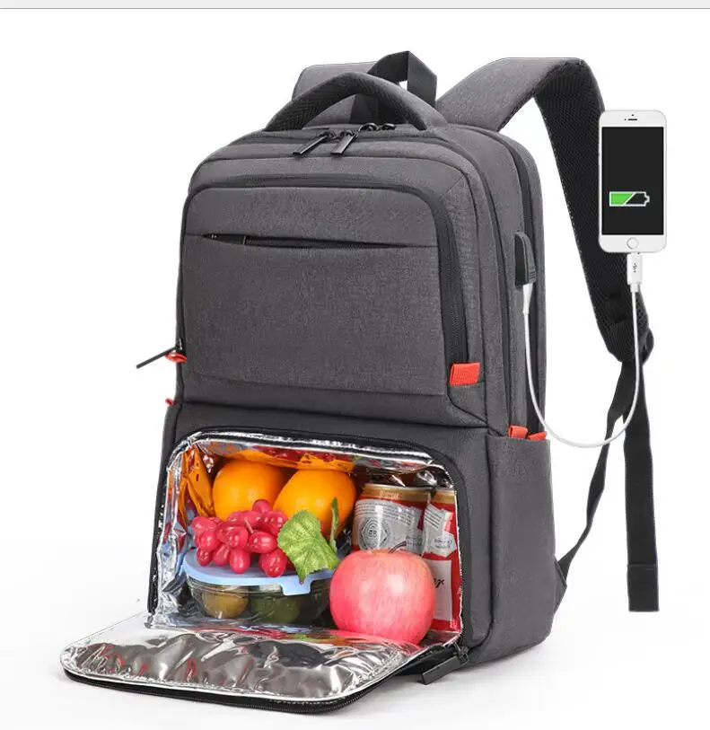 Men 15.6 Inch Laptop Backpack Men Backpack with lunch bag Rucksack Backpack with Picnic Bag Insulation Bag Lunch Backpack Bag