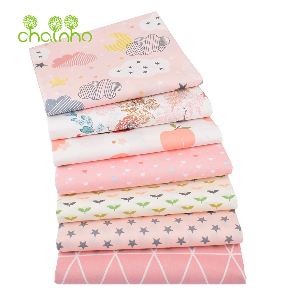 Chainho,Printed Twill Cotton Fabric,Patchwork Cloth For DIY Sewing Quilting Baby&Child's Bedclothes Material,Pink Cartoon Series