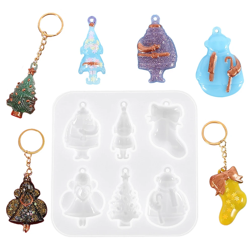 Christmas Tree Santa Claus Silicone Casting Resin Molds For DIY Resin Jewelry Pendant Keychain Sweater Chain Uv Epoxy Handmade