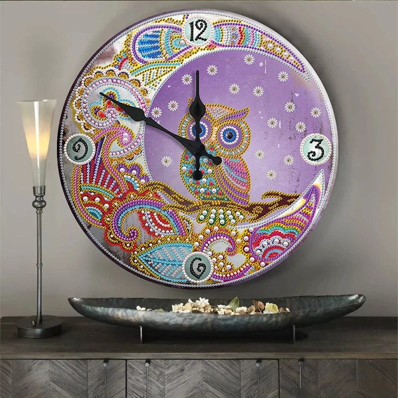 HOMFUN 5D diamentowe malowanie zegar o specjalnym kształcie Cartoon Mandala haft diamentowy Rhinestone rękodzieło Home Decor prezent