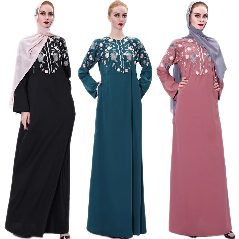 

Для женщин с вышивкой длинное платье элегантный мусульманском арабском Абаи исламский Ближний Восток Рамадан турецкий Макси платье халат Дубай вечерние новые туфли