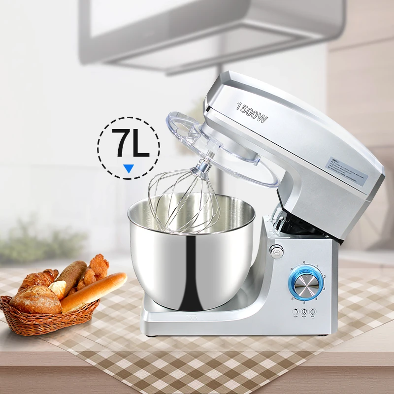 1500W Stand Mixer Professional Kitchen Food Blender Cream Whisk Cake Dough Mixers With 7L Bowl Metal Gear Chef Machine